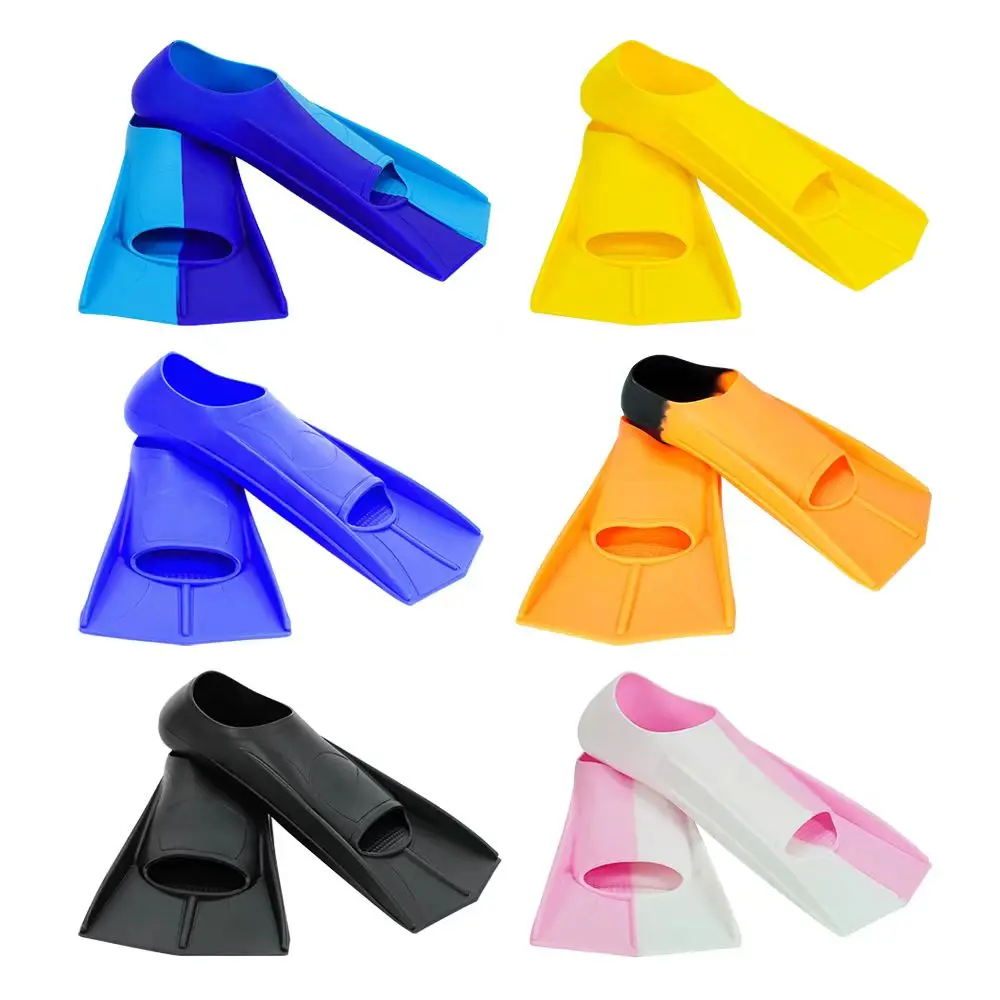 Manufacturer price Full Foot Design 42-44 size L Adult Training Swim Fins Snorkeling Flippers Short Blade Silicone Swimming Fins