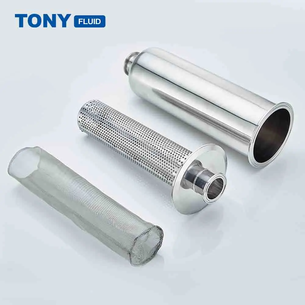 TONY 3A SMS ISO Standard Stainless Steel Sanitary Tri Clamp Filter SS304 Beverage Tri Clamp Strainer