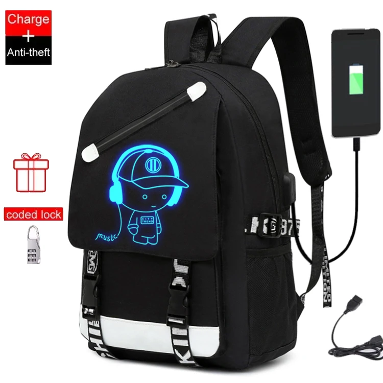 2023 Hot Model Luminous Animation USB Charge Changeover Joint Bags Teenager anti-theft backpack luminous boys bag