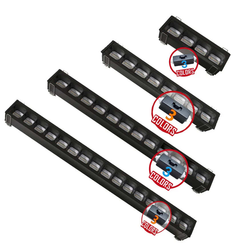 Commercial Aluminum Led Ceiling Spotlight Linear Living Room Without Main Light Embedded Grille Light