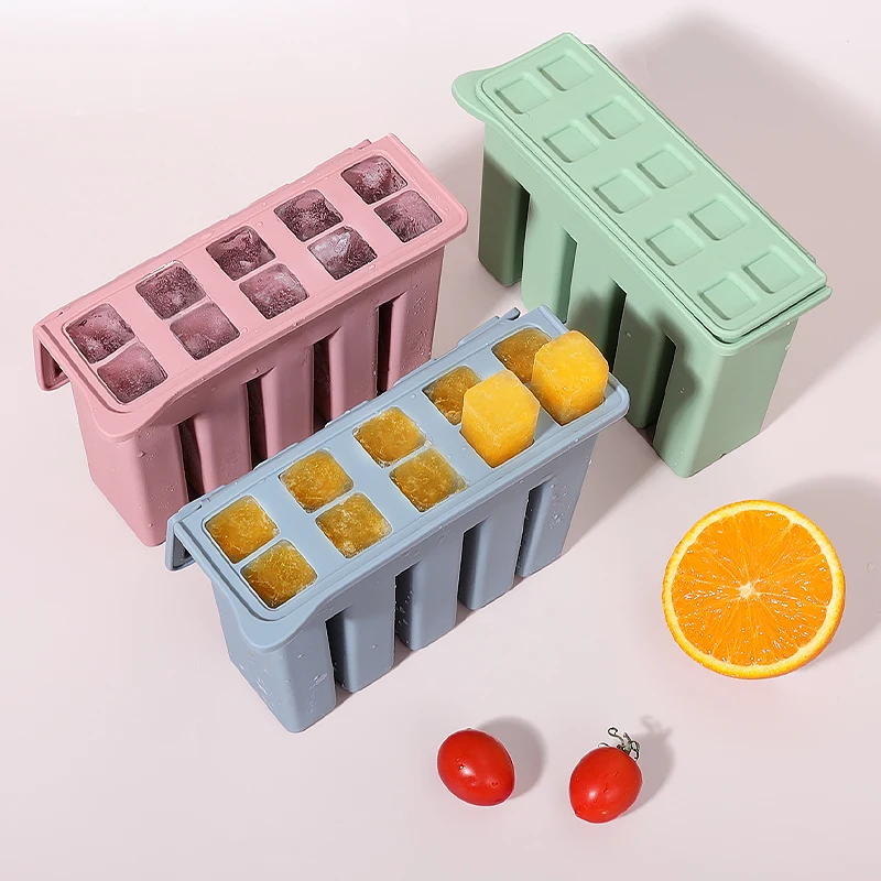 10 Cube Ice Cube Tray 10 Holes Silicone Forms Long Strip Finger Biscuit Silicone Mold Oven Cake Puff Ice Cube Mold Tray