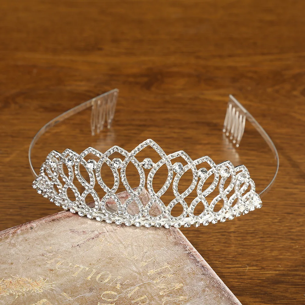 Wholesale Crystal Rhinestone Bride Tiara Party Hair Accessories Princess  Wedding  Bridal Tiara Crown with Comb