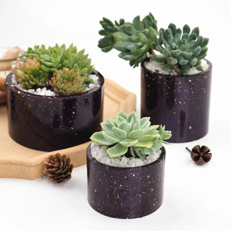 Desk Decoration Round Geometric Polygonal Concrete Mini Plant Pot Mold Reusable Silicone Molds For Concrete