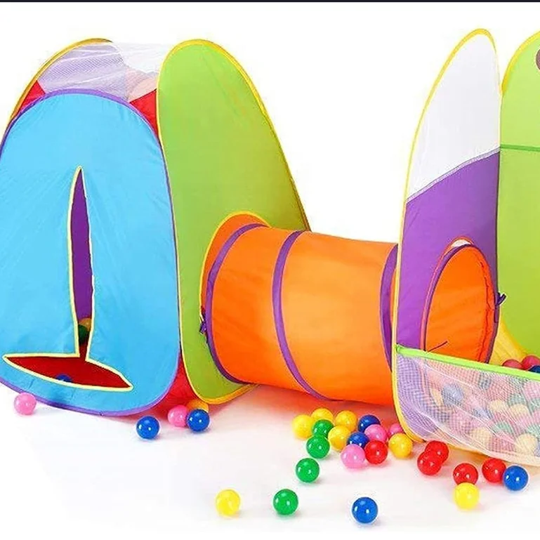 Kids Play Tent 3-in-1 Game Zone Ball Pit Play Tunnel Outdoor Indoor Play House Pop up for Boys Girls Toddlers, Including 4 Balls