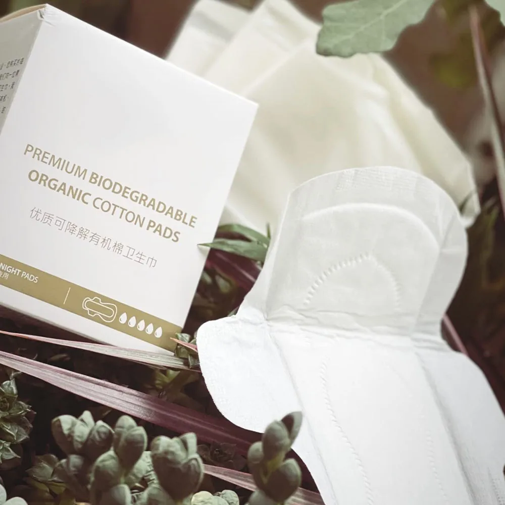 100% Biodegradable Menstrual Pads Organic Cotton Premium Pads Night Pads