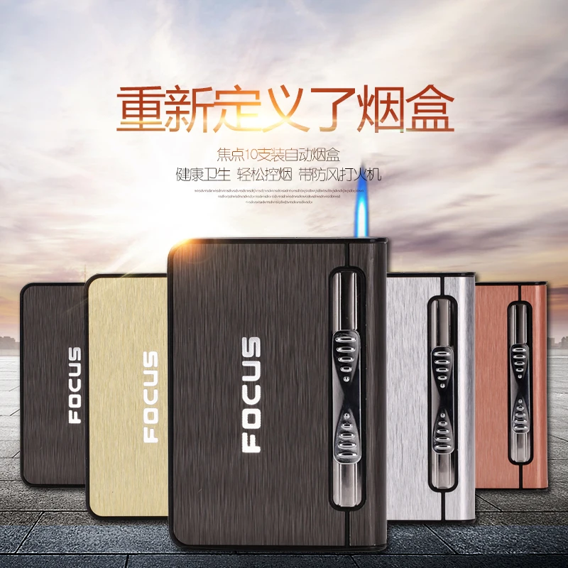  10 pieces of automatic cartridge cigarette aluminum alloy lighter integrated Customized Designs Waterproof Cigarette