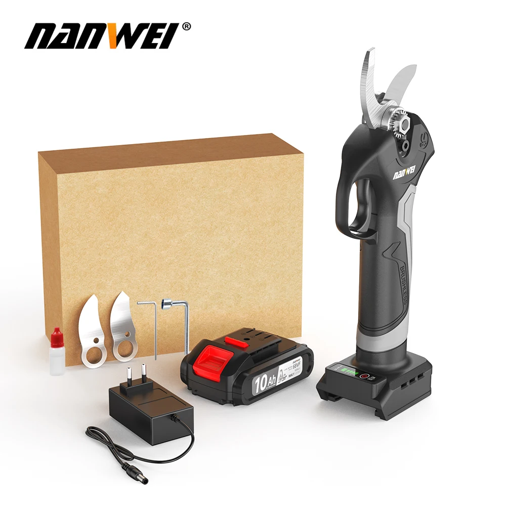 NANWEI Hot Selling Power Shears Battery Powered Charge Garden Tree Pruner Electric Pruning Scissors