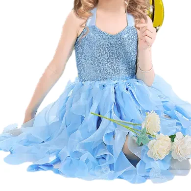New Style Sequin Tulle Princess Prom Dresses Little Girl Fancy Sparkly Party Dress For 3-8 years