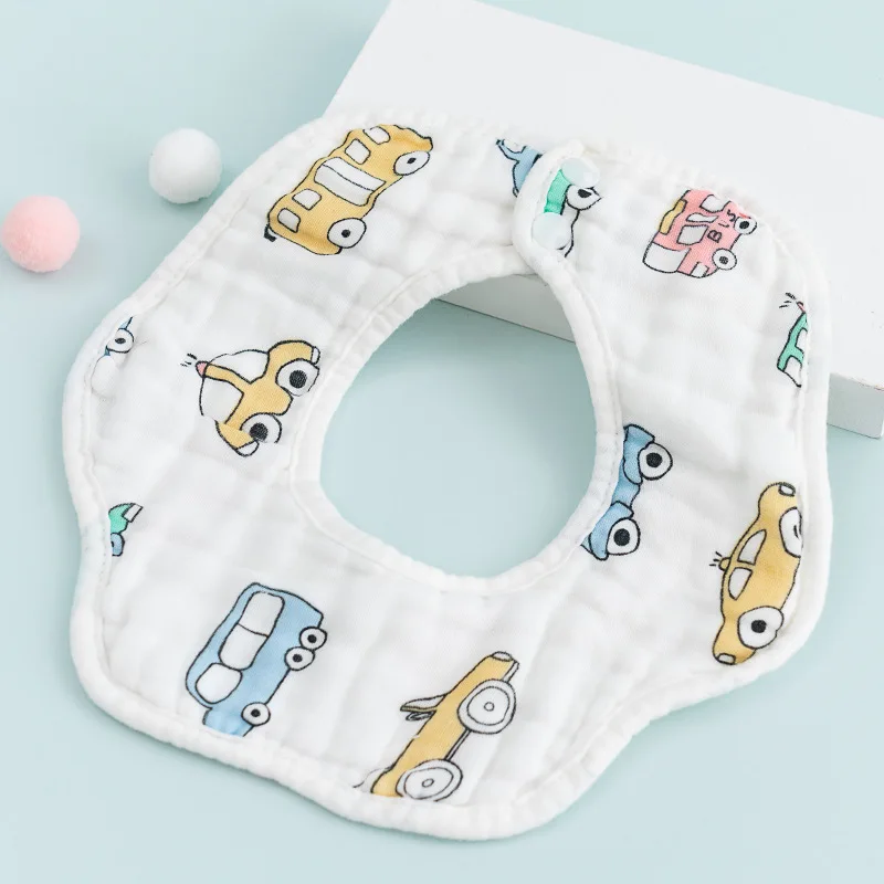 
Super Absorbent Hypoallergenic 6 Layers 100% Cotton Fancy 360 Degree Flower Shape Muslin Pullover Baby Bandana Drool Bibs 
