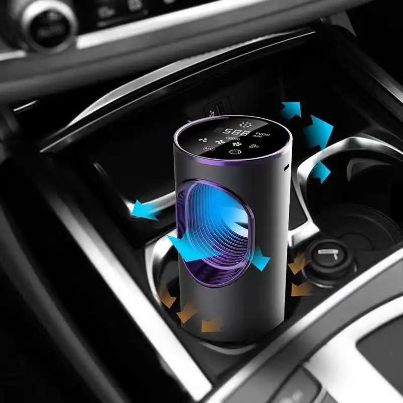 AQI Monitoring Plug in USB Car Air Purifier with HEPA Filter