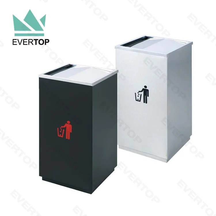 DB-34G Swivel Lid Square Trash Can Bin, Swivel Top Stainless Steel Square Trash Can Swing Turn Top Square Trash Bin Trashcan