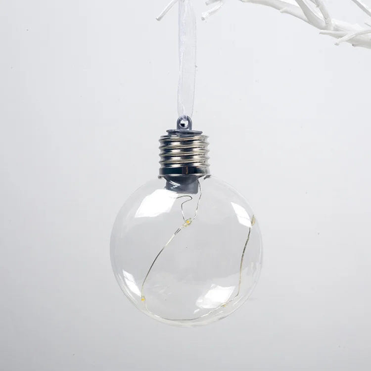 Lighted Christmas Balls Ornaments LED Lights Bulbs Transparent Hanging Shatterproof Balls Fillable Decorations for Xmas Tree