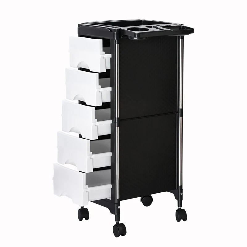 Quality 5-Drawer Stainless Steel New ABS Plastic Storage Trolley for Hair Salon Beauty Salon Living Room Workshop Hotel Use
