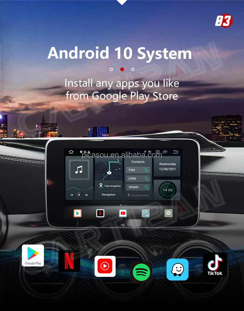 Cartizan New Auto Multimedia Player Box Android 10.0 4+64G AI Box carplay adapter Android box Plug and Play