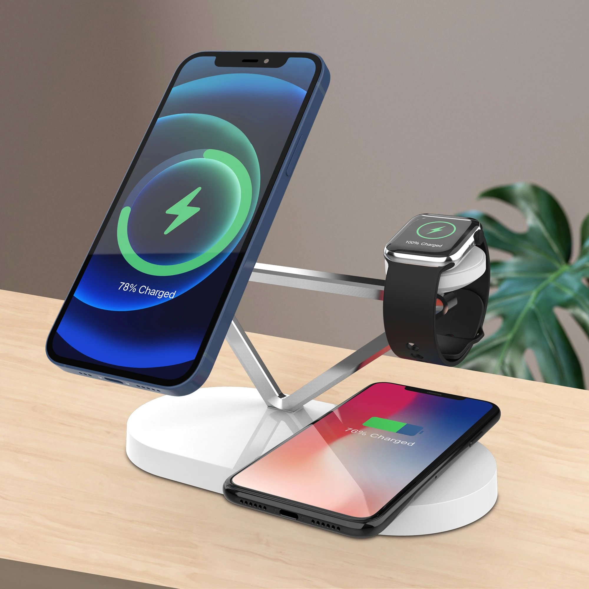 Wholesale 15W 10w Qi multifunction magnetic 5 in 1 Wireless Charger Fast Charging desk lamp with Portable wireless charger