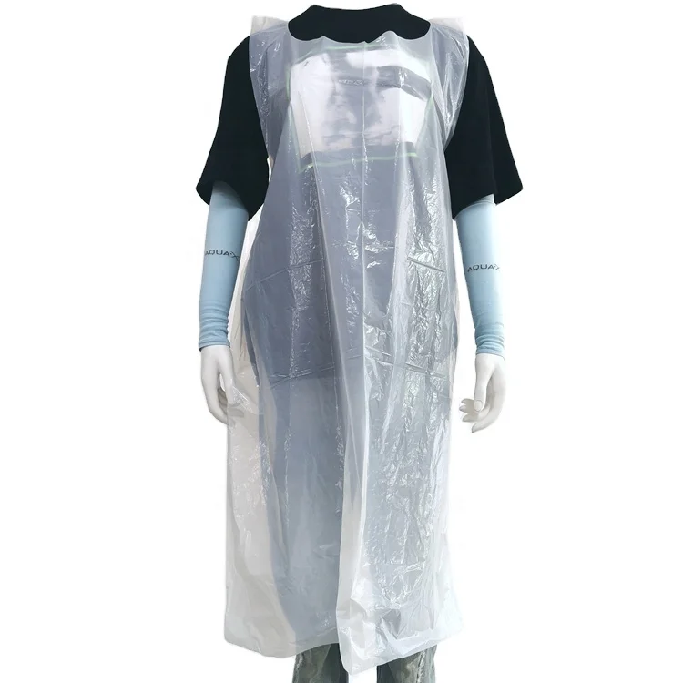 
100 pieces one pack White Plastic Disposable waterproof PE Aprons For Cooking Painting hair cutting 