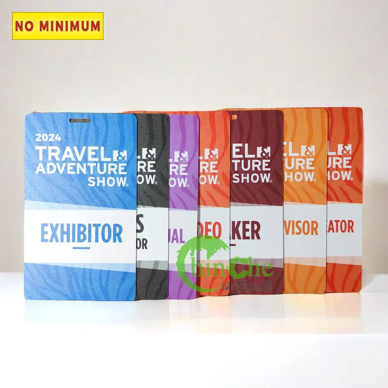 Digital Offset Printed Event Name Tag Custom Plastic Pass Badge Lanyard Neck Holder Laminated Plastic Card For Events