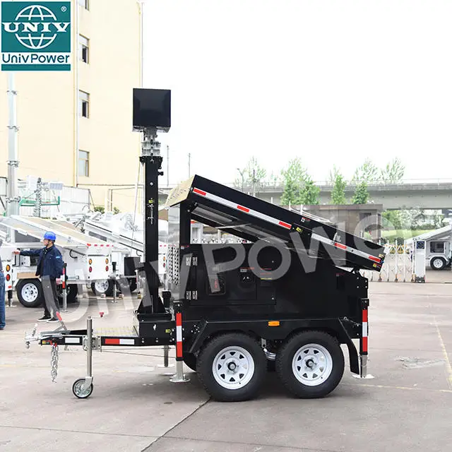 HD Portable Solar Trailer for Surveillance LED Light Source and DC Power Supply Mobile Light Towers
