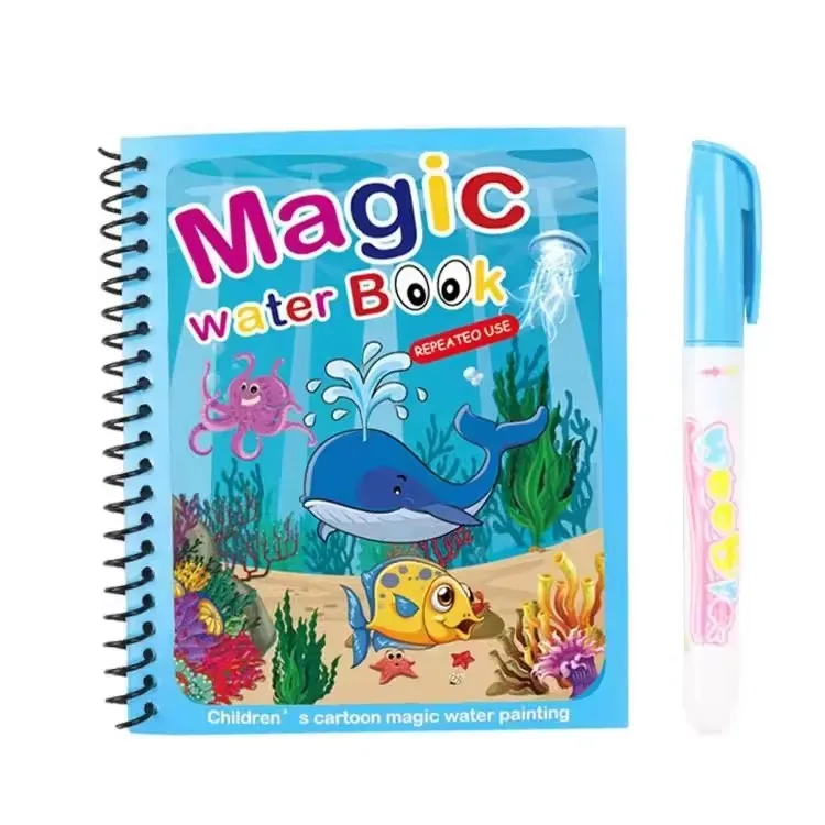Newest Magic Water Book Drawing Water Painting Reveal Activity water painting book Reusable Coloring Book painting toy With Pen
