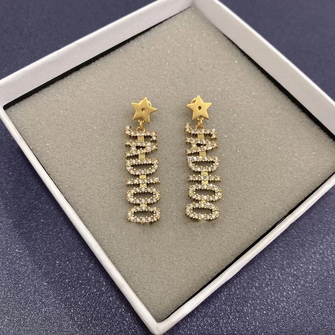 Women fashion vintage butterfly crystal stud earrings CD designer pearl heart drop earring bee jewelry decoration gift girl