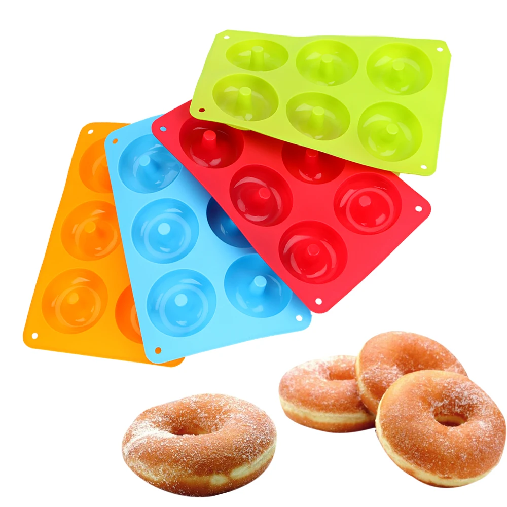 6-Cavity Donut Mould DIY Cake Silicone Mold Kitchen Tool Chocolate Biscuit Cake Mold Non-Stick Candy 3D Mold Silicone