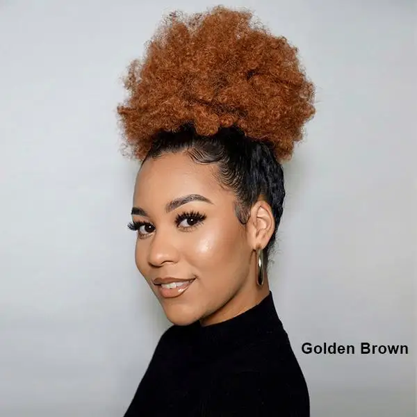 100% Real Raw Long Curly Extension Human Hair Frontal Exotic Curly Ponytail Draw-string Ponytail