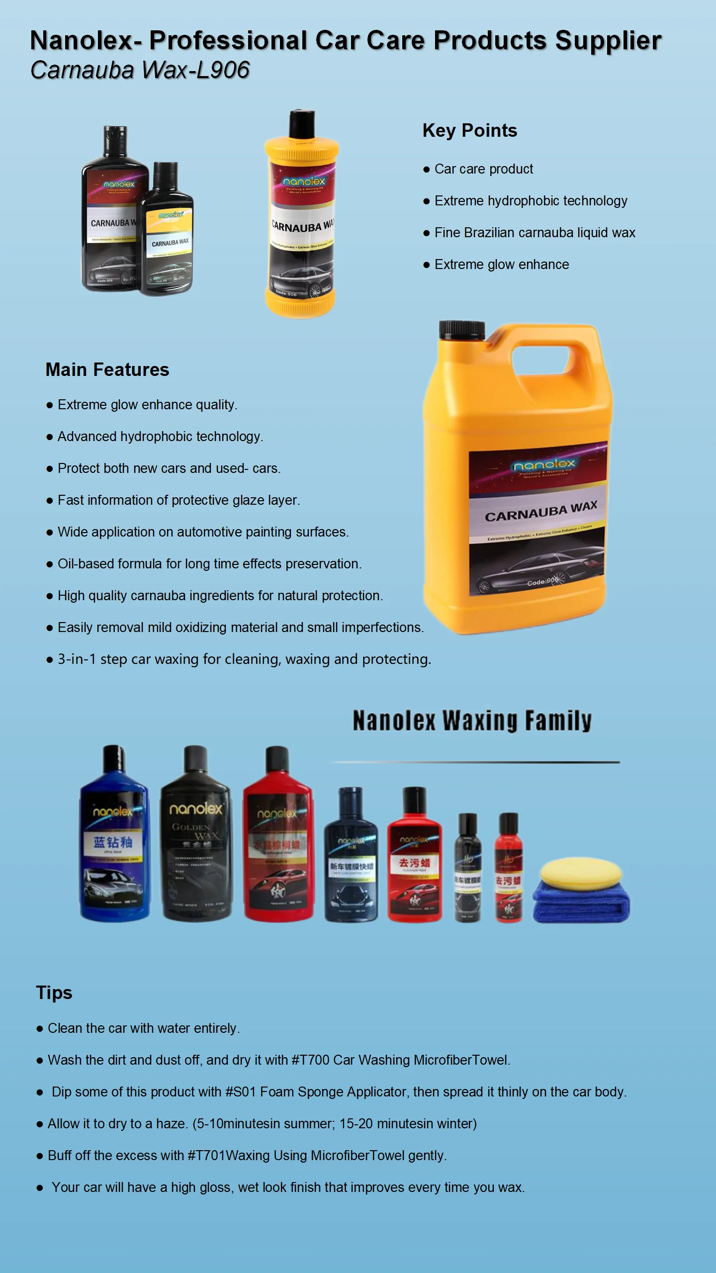 Free Sample Wholesale Cheap Commercial L906 Carnauba Wax Liquid Wax Sealant Coating Premium Liquid Wax