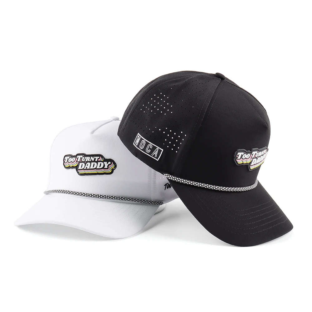 promotional popular plain black 5 panels design logo baseball cap performance perforated waterproof blank golf sports hat