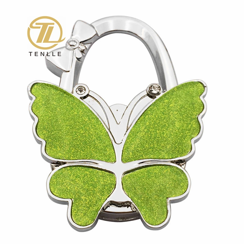 Colorful shimmery butterfly bag hanger creative traceless non-slip hanging bag hook table top folding zinc alloy hook