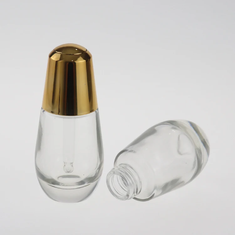 Luxury Packaging Cosmetic cream Clear Essential Oil Glass Dropper fragrance pipette Bottle 1oz