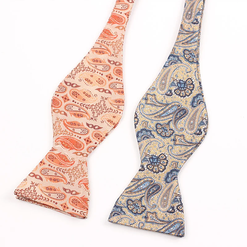 Chinese Manufacturer Hot Selling Bow Tie Good Quality Fashion Two Colors Paisley Design 100% Pure Silk Self Tie Bow Tie