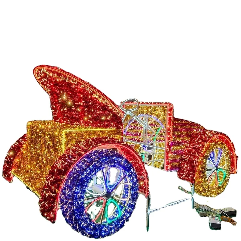 LED 3D Christmas Truck Motif Lights Rope Lighted Outdoor 3D Train for Home Decoration Christmas Landscape Decoration