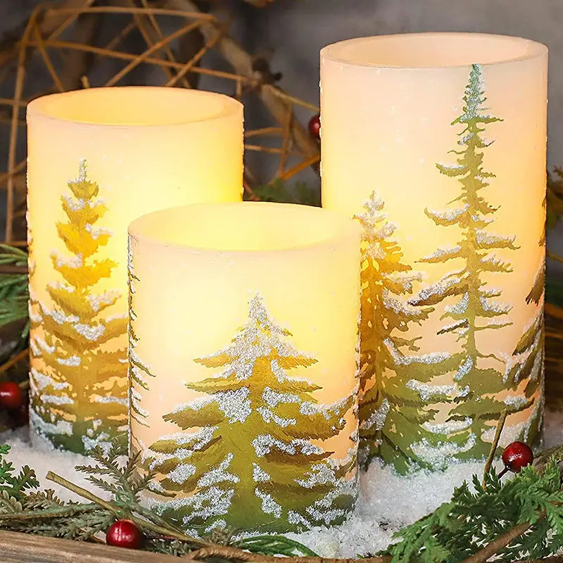 2024 new Christmas decoration supplies real wax led candles light Christmas tree decoration candles set with remote control