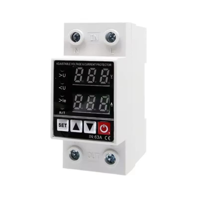 QJC Din Rail Intelligent Adjustable Under Over Voltage Current Protector Voltage Stabilizers