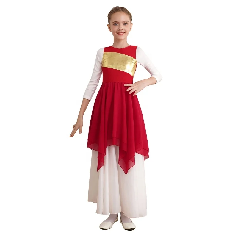 6-16 Kids Dancewear Manufacturer Classical Contemporary Dance Costume Children Ballroom Girls Lyrical Dance Dress