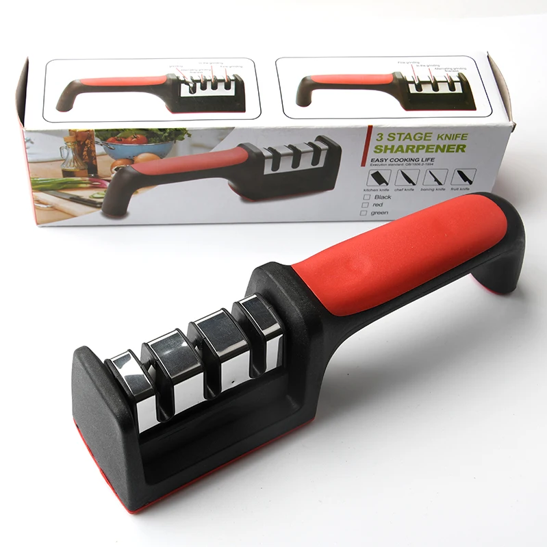 Лидер продаж портативные аксессуары для кухонных ножей точилки Профессиональные ручные кухонные 3-ступенчатые ножи инструмент заточки оптовая продажа