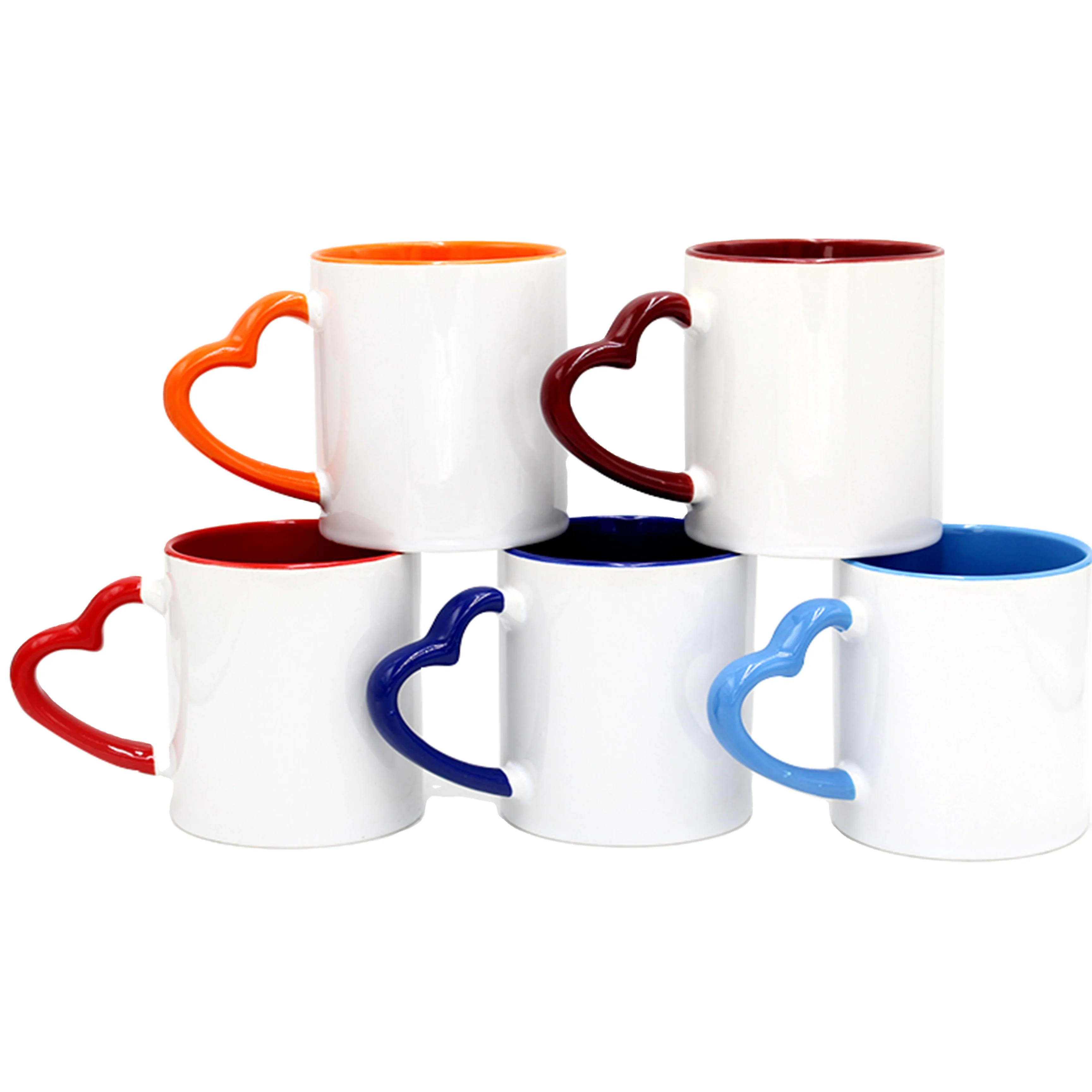 11oz white porcelain mugs manufacturer plain sublimation heart handle modern custom printed ceramic coffee mug with logo