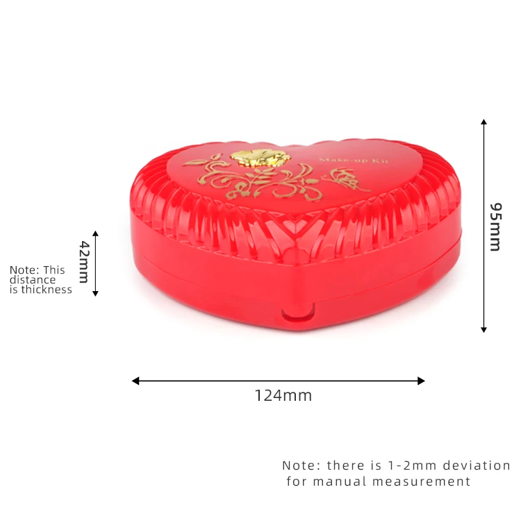 Romantic Heart Shaped Make Up Kit With Mirror Colorful Daily Use Ladies Make Up Set Cosmetics Gift Tool Kit