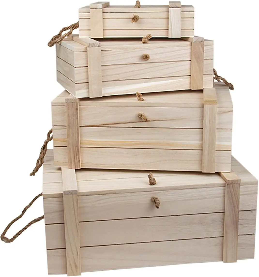 custom storage gift square packaging bamboo wooden box with lids wood box luxury