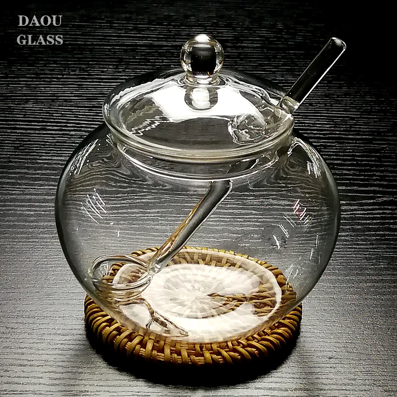 
Hot Home Decorative Healthy Ultra Light Round Pyrex Food Conditioning Container with Glass Cover and Spoon 