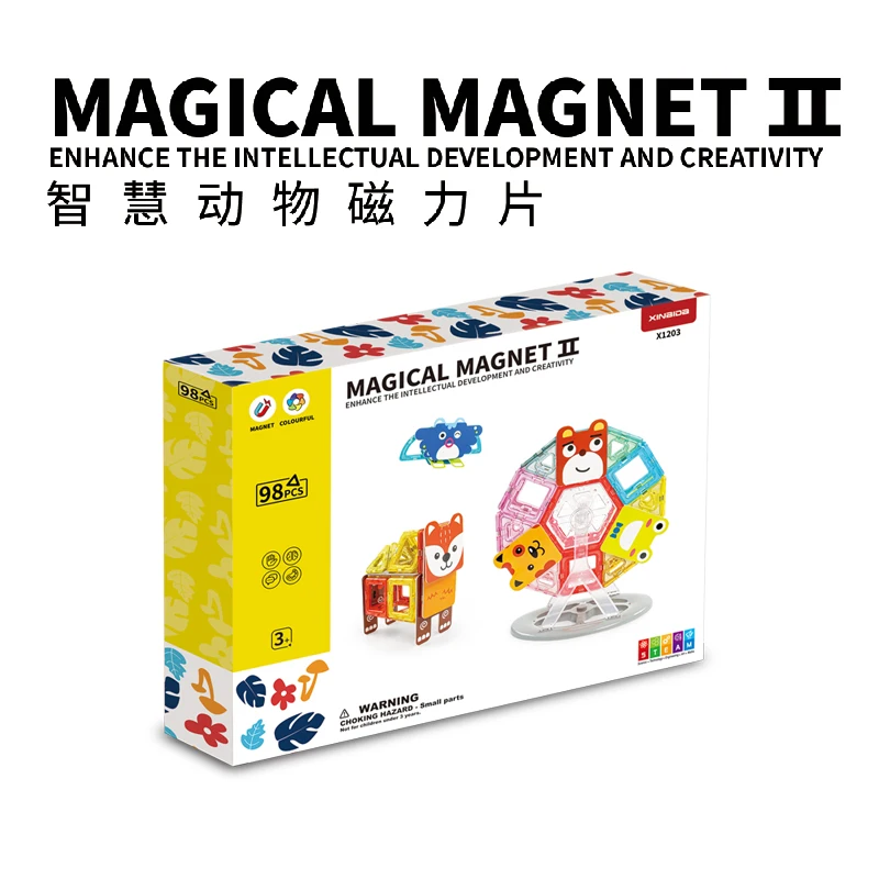 Magnetic Blocks for Toddlers, Building Magnet Toys for Kids Babies Stem Blocks-Zoo Set