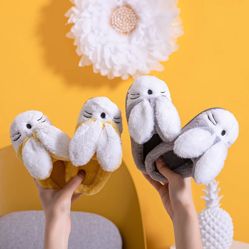 Wholesale Fur Cute Ears Rabbit Boys and Girls Home Indoor Autumn Winter Warm Cotton Slider Slippers Pantoufles pantuflas