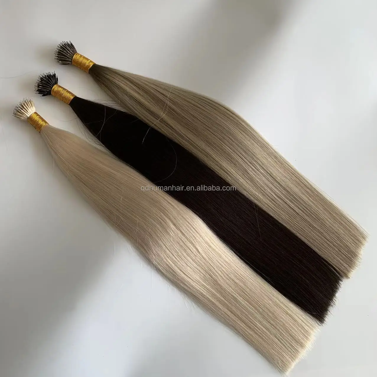 Ready To Ship Wholesale European Virgin Hair Nano Ring Hair Extensions Russian Blonde Ombre Color Double Drawn Hair Extensions