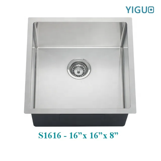 Customizable No faucet Brushed OEM Square undermount installation type 304 stainless steel handmade kitchen sink 2318