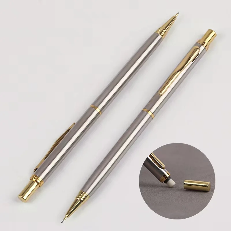Fashion New Custom LOGO Metal Push 0.5mm Mechanical Pencil  For Student Pencil Practical Stationery Gift
