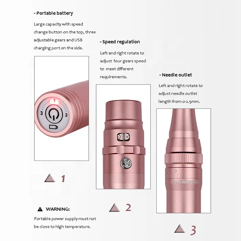 Professional Pink Black Semi Permanent Makeup Eyebrow Lip Tool Wireless Digital Tattoo Rotary Machine Microblading Machine Pen