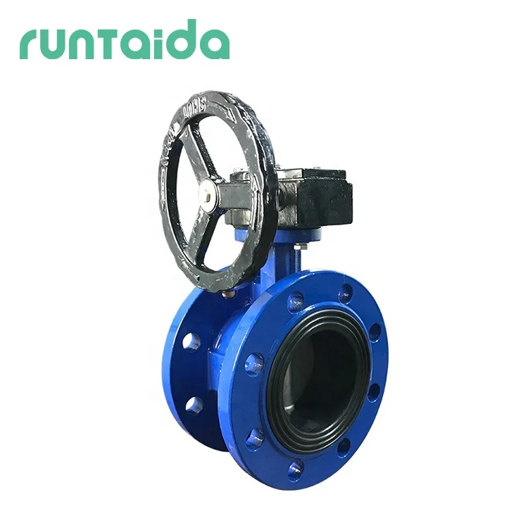 DN50-DN1200 промышленность чугунный ручной червячный редуктор с мягким уплотнением двойной фланец концевой клапан-бабочка
