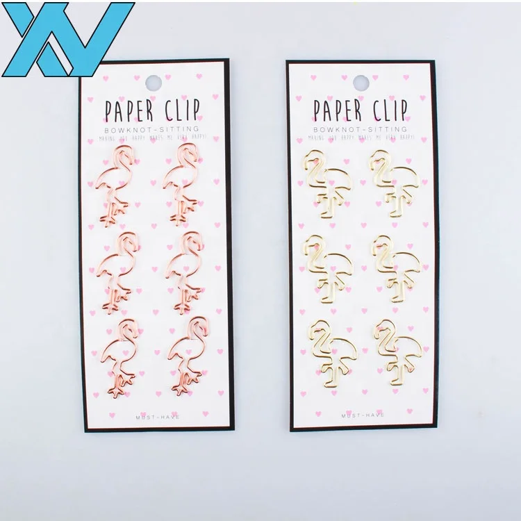 Golden color book shape paper metal clips office stationery.