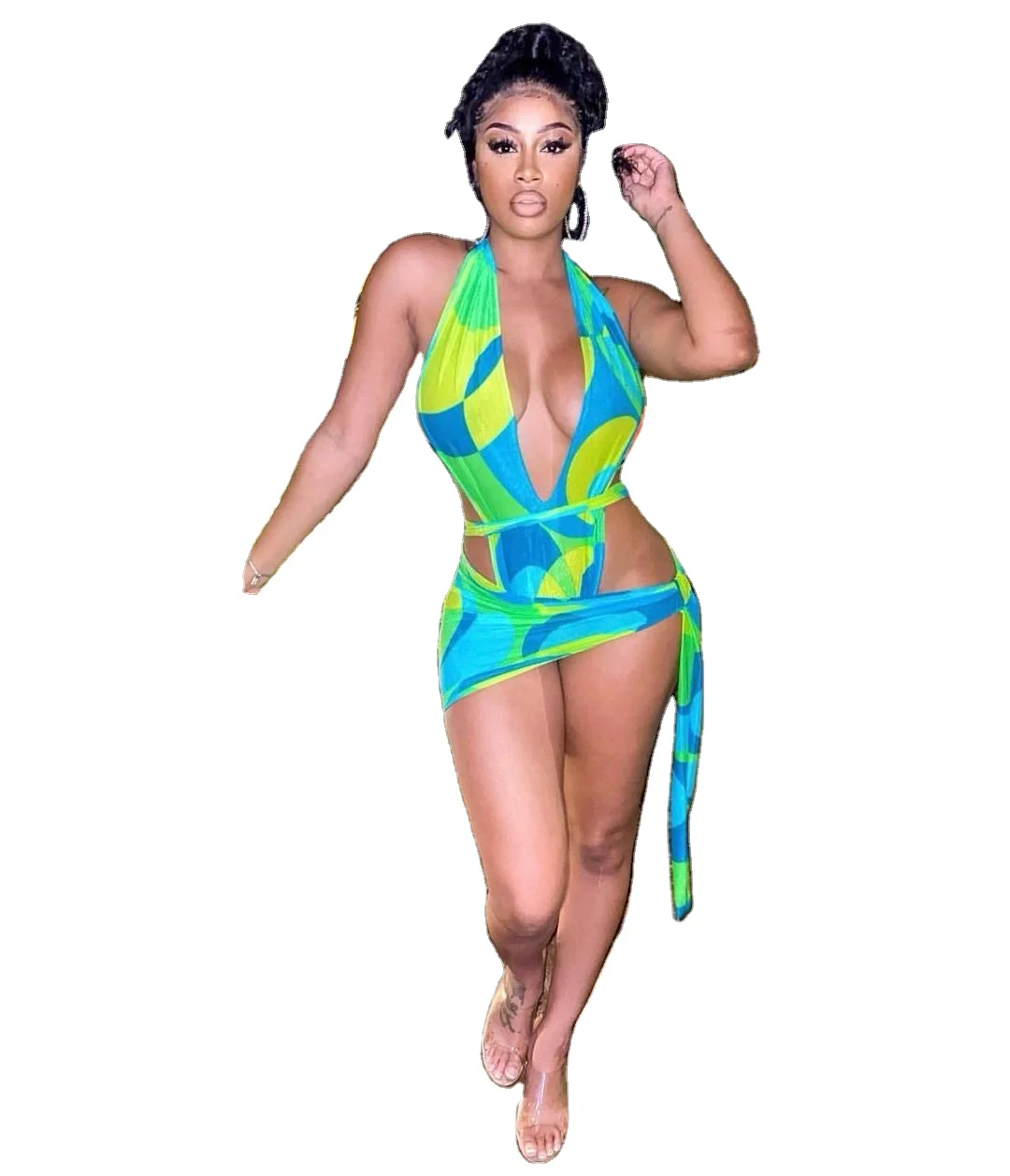 M1096 Womens xs swim suits 2022 swimsuit bathing sexy printed beach wear dress two piece bikini set