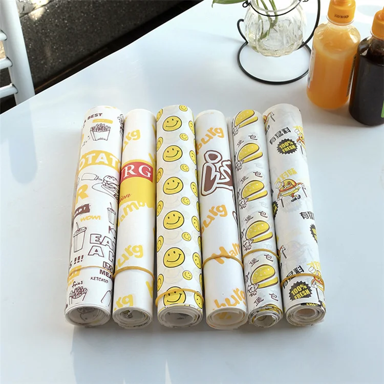 Custom Logo Restaurant Hamburger Paper Wrapping Food Paper For Packaging PE coating Greaseproof Paper